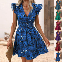 Load image into Gallery viewer, New Flowers Print Ruffled Sleeveless Dress
