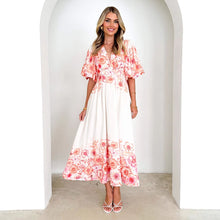 Load image into Gallery viewer, Strap print fairy style medium long style dress with a large swingmen
