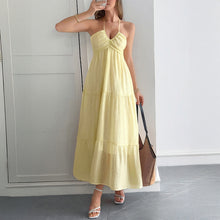 Load image into Gallery viewer, Halter Neck Beach Atmosphere Long Dress
