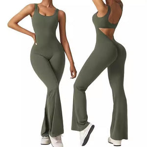 Women's sleeveless flared jumpsuit sexy backless vest