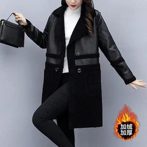 Women's Lambswool Haining Leather Coat