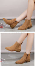 Load image into Gallery viewer, Suede Pointed Square Heel Martin Boots
