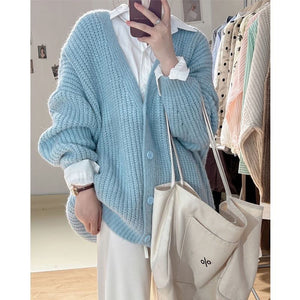 Idle Style Knitted Cardigan Sweater For Women Autumn And Winter