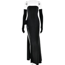 Load image into Gallery viewer, Women&#39;s dress, sexy and fashionable, strapless with floral inlay, sleeveless slit, backless long skirt
