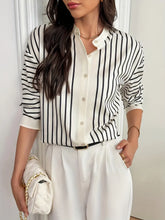 Load image into Gallery viewer, Striped Mock Neck Long Sleeve Shirt
