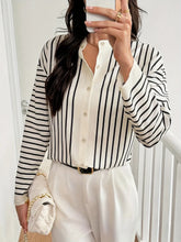 Load image into Gallery viewer, Striped Mock Neck Long Sleeve Shirt
