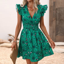 Load image into Gallery viewer, New Flowers Print Ruffled Sleeveless Dress
