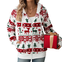 Load image into Gallery viewer, Long Sleeve Cardigan Christmas Printed Plush Coat
