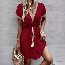 Load image into Gallery viewer, Casual Lace Splicing Short Dress for Women
