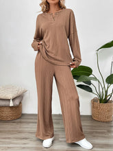 Load image into Gallery viewer, Quarter Button Long Sleeve Top and Pants Set
