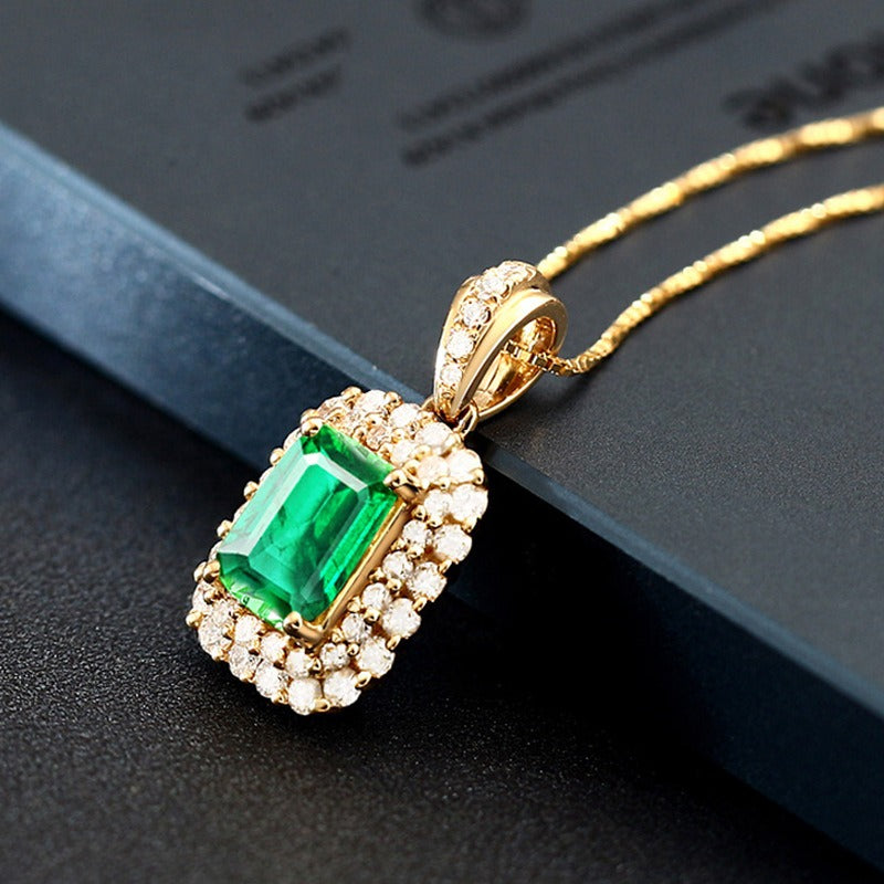 European and American square pendant necklace for women