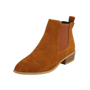 Suede Pointed Square Heel Martin Boots