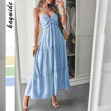 Load image into Gallery viewer, Halter Neck Beach Atmosphere Long Dress

