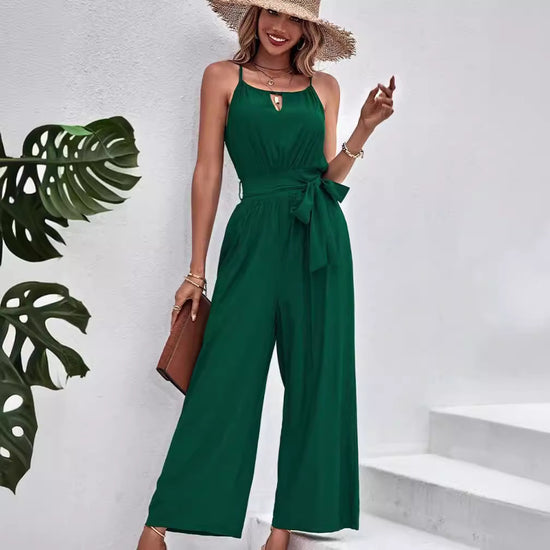 Spaghetti Straps Sleeveless Wide Leg Jumpsuit