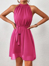 Load image into Gallery viewer, Strapless Solid Color Chiffon High Waist Lace-up Dress Women
