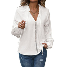 Load image into Gallery viewer, Lace Cut-out Ruffled White Shirt For Women
