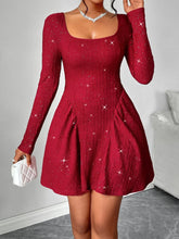 Load image into Gallery viewer, Long sleeved square neck dress sexy dress solid color autumn
