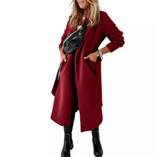 Load image into Gallery viewer, Extended Woolen Women&#39;s Coat Plus Size Lace Up
