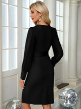 Load image into Gallery viewer, Slit V-Neck Long Sleeve Knee Length Dress
