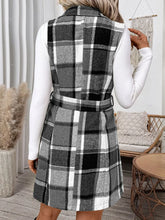 Load image into Gallery viewer, Perfee Tied Plaid Vest Coat
