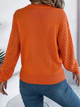 Load image into Gallery viewer, Openwork Round Neck Long Sleeve Knit Top
