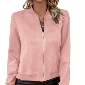 Autumn And Winter Fashion All-matching Solid Color Zipper Jacket