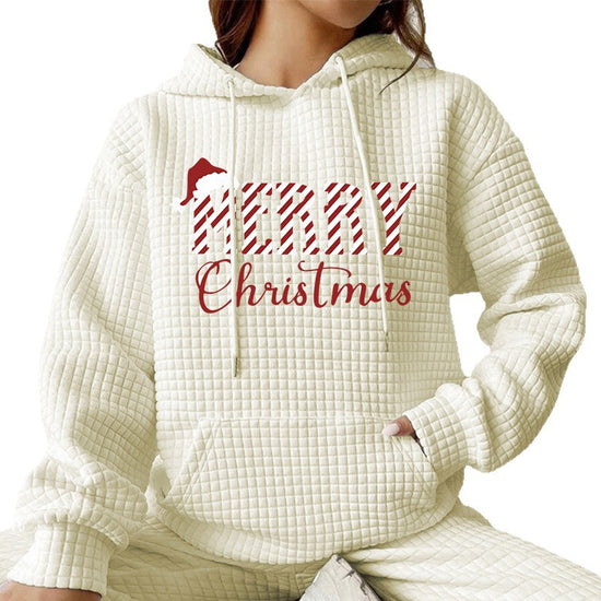 Christmas letter pattern printed top hoodie