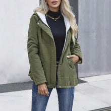 Load image into Gallery viewer, Fleece-lined Hooded Coat Winter Preppy Style Long Sleeve Jacket Warm Pockets Cotton Coat Women&#39;s Clothing
