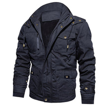 Load image into Gallery viewer, Men&#39;s Cotton Coat Jacket Hooded Multi-pocket Vintage Fleece-lined
