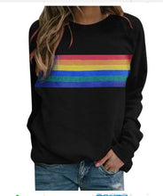 Load image into Gallery viewer, Colorful striped printed round neck pullover long sleeved sweatshirt
