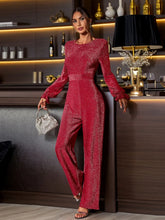 Load image into Gallery viewer, Perfee Cutout Round Neck Long Sleeve Jumpsuit
