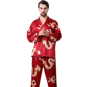 Simulated silk couple sleepwear