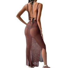 Load image into Gallery viewer, Sweater beach casual solid color knitted camisole knitted cover with a dress for women
