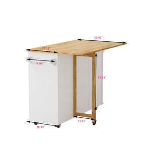 Kitchen Island Cart with 2 Door Cabinet and Three Drawers,43.31 Inch Width with Spice Rack,Towel Rack (White)