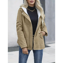 Load image into Gallery viewer, Fleece-lined Hooded Coat Winter Preppy Style Long Sleeve Jacket Warm Pockets Cotton Coat Women&#39;s Clothing
