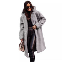 Load image into Gallery viewer, Long net color long sleeved woolen women&#39;s coat
