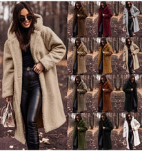 Load image into Gallery viewer, Long net color long sleeved woolen women&#39;s coat
