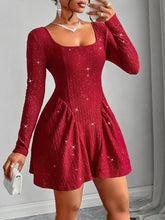 Load image into Gallery viewer, Long sleeved square neck dress sexy dress solid color autumn
