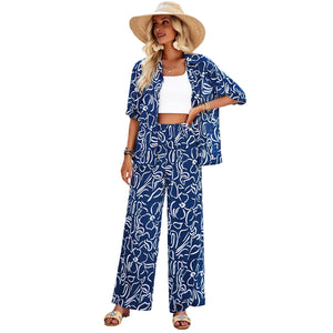 Women's spring and summer temperament casual fashion casual printed suit