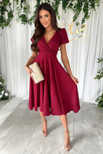 Load image into Gallery viewer, Surplice Puff Sleeve Midi Dress
