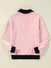 Load image into Gallery viewer, Texture Quarter Button Long Sleeve Sweatshirt
