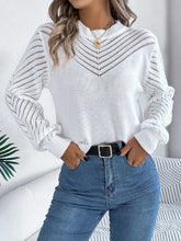 Load image into Gallery viewer, Openwork Round Neck Long Sleeve Knit Top
