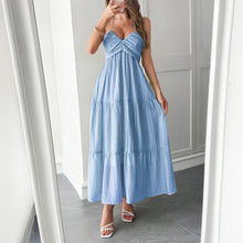 Load image into Gallery viewer, Halter Neck Beach Atmosphere Long Dress
