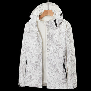 Men's Windproof And Waterproof Single Two-Piece Stand Collar Hooded Autumn And Winter Coat Printed LOGO