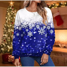 Load image into Gallery viewer, Christmas Snowflake New Printed Women&#39;s Loose Casual Round Neck Hoodie
