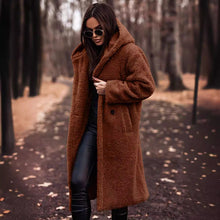Load image into Gallery viewer, Long net color long sleeved woolen women&#39;s coat
