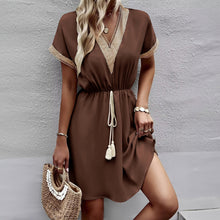 Load image into Gallery viewer, Casual Lace Splicing Short Dress for Women
