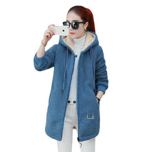 Load image into Gallery viewer, Women&#39;s coat with thick velvet and medium to long loose cardigan top
