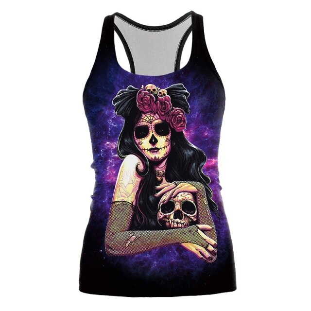 Women Halloween Dark Sugar Jack Tank Top