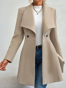 Collared Neck Button Up Long Sleeve Coat